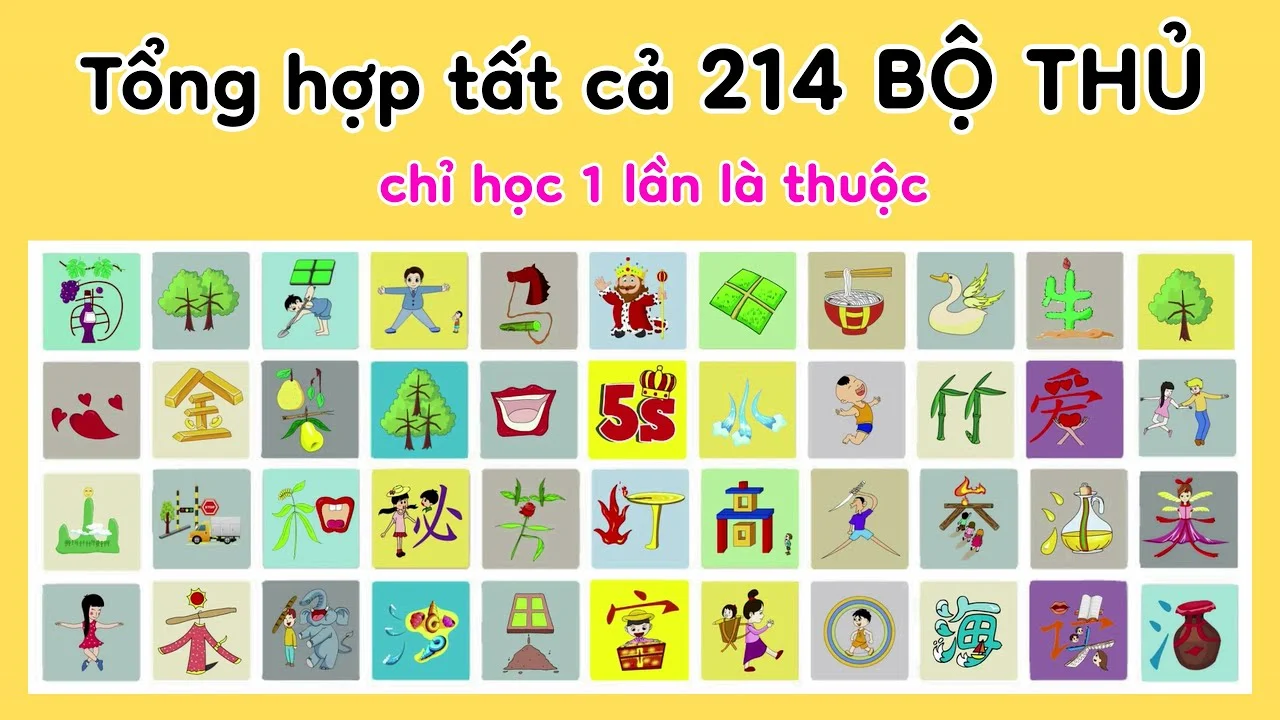 Học 214 bộ thủ tiếng trung đầy đủ và dễ hiểu nhất.