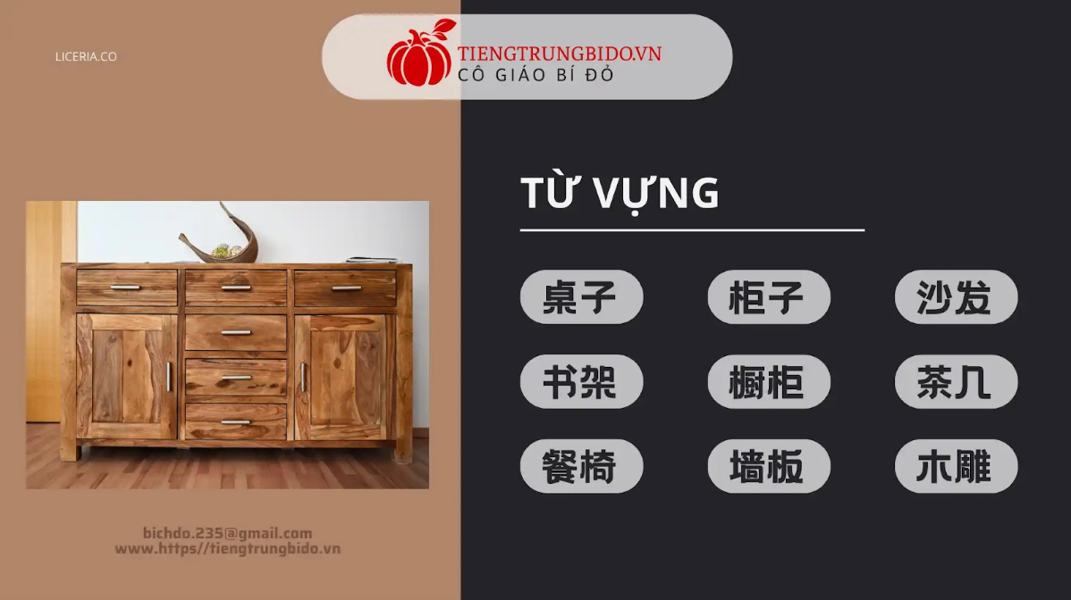 từ vựng tiếng trung vế sản phẩm gỗ